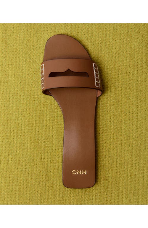 Mango Leather Sticth Detail Cut Out Sandals In Brown