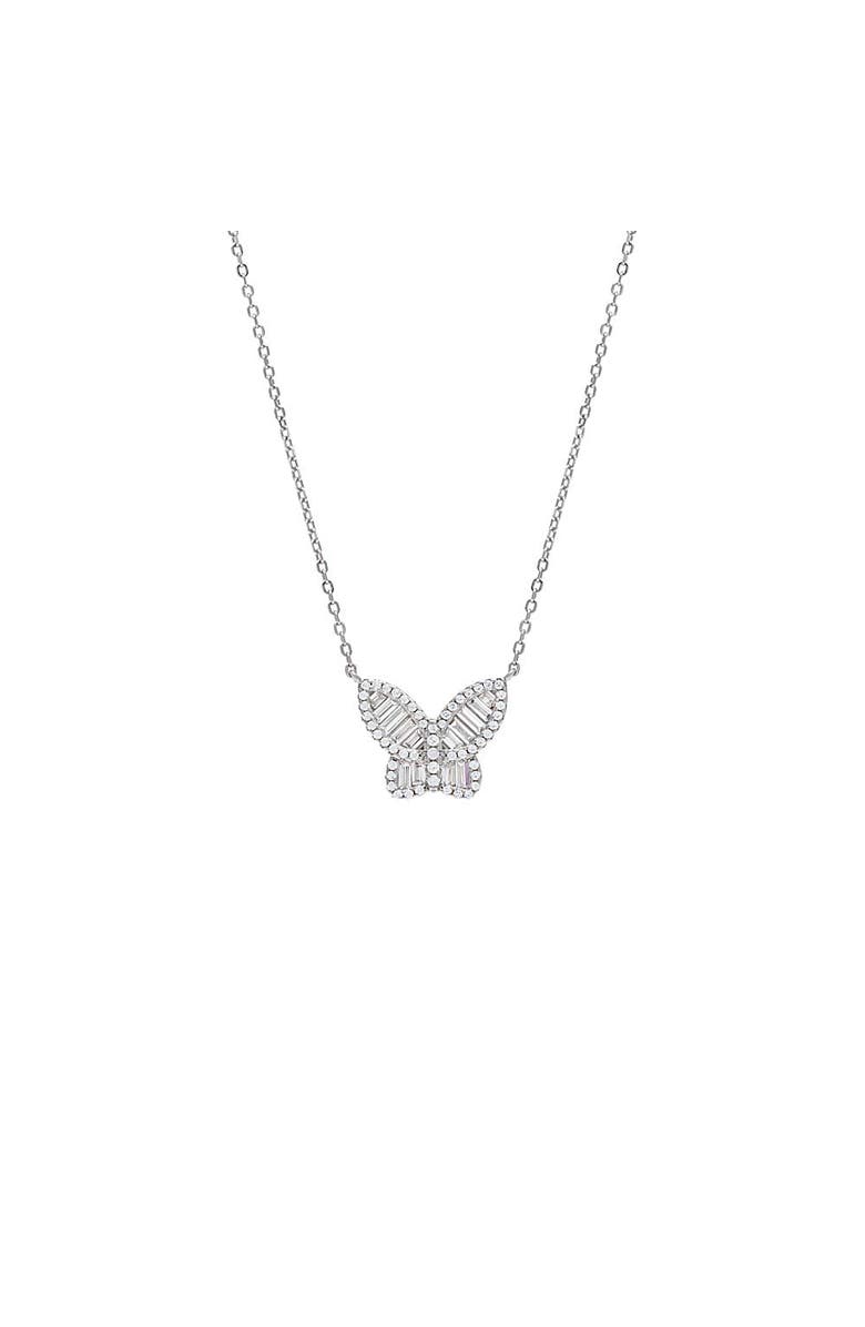 BY ADINA EDEN Small Pave X Baguette Butterfly Necklace, Main, color, 