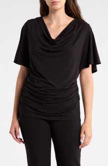 Cowl Neck Top with Flutter Sleeves