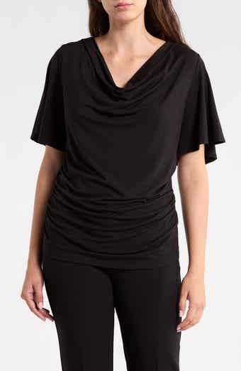 Cowl Neck Top with Flutter Sleeves