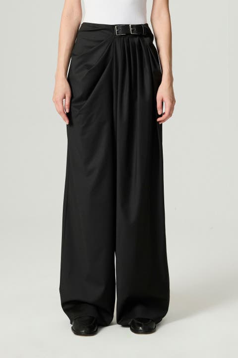 Double-Buckle High-Waist Pants