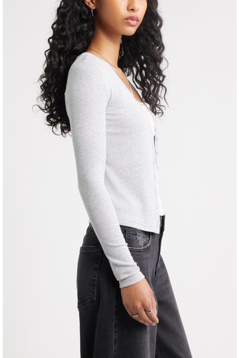 Rib Cardigan, Alternate, color, GREY SOFT HEATHER