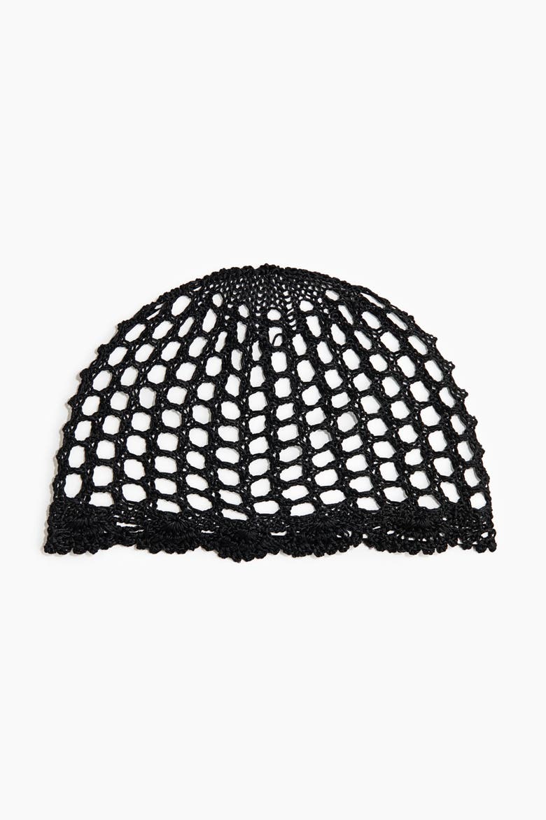 Crochet-look Hat, Main, color, Black