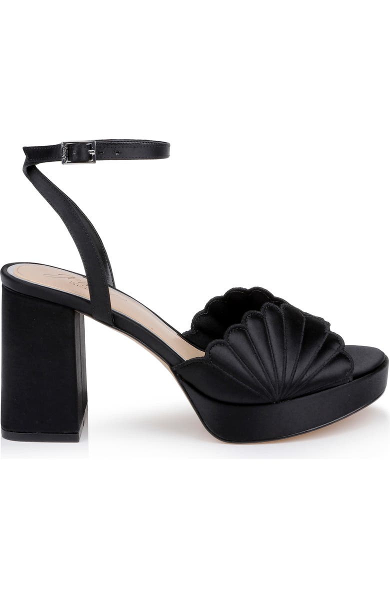Jewel Badgley Mischka Paola Ankle Strap Platform Sandal, Alternate, color, Black Satin
