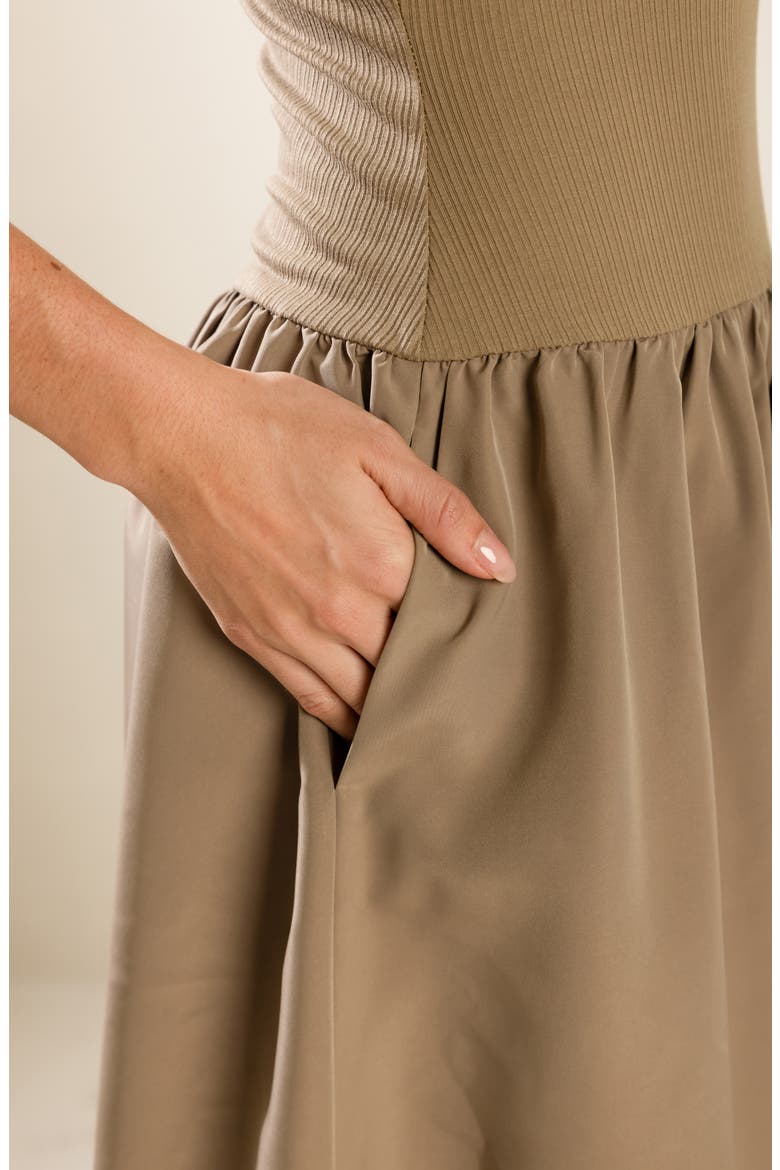 Sleeveless Mixed Media Maxi Dress, Alternate, color, TAUPE