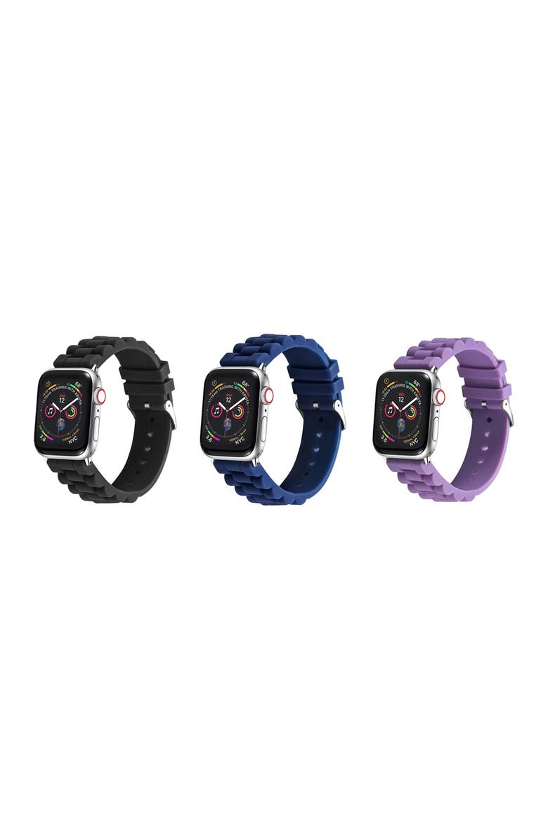 The Posh Tech Multi Apple Watch Series 1/2/3/4/5 Silicone Link Band - Pack of 3, Main, color,