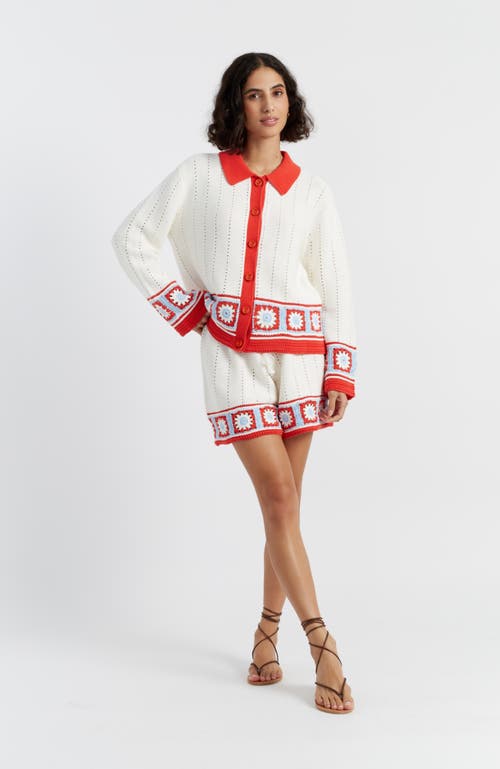 Chinti & Parker Crochet-knit Shirt In Cream-terracotta
