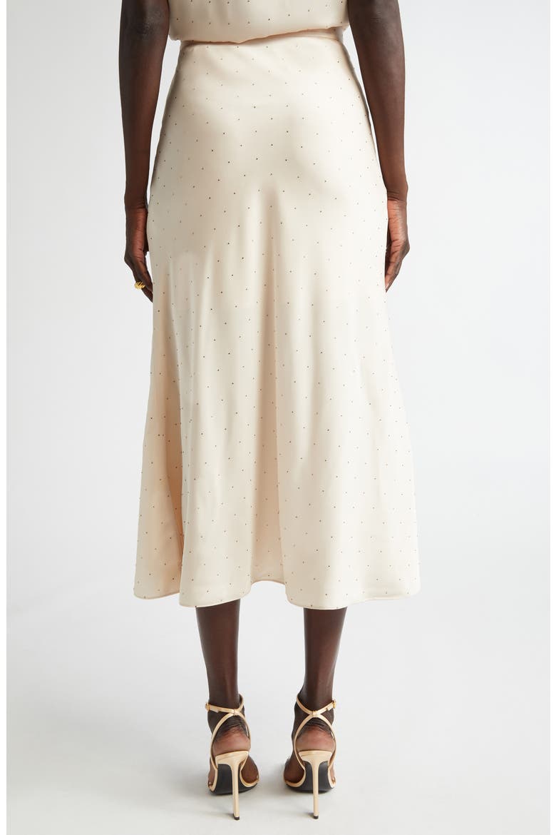 Crystal Embellished Stretch Satin Midi Skirt, Alternate, color, PUTTY
