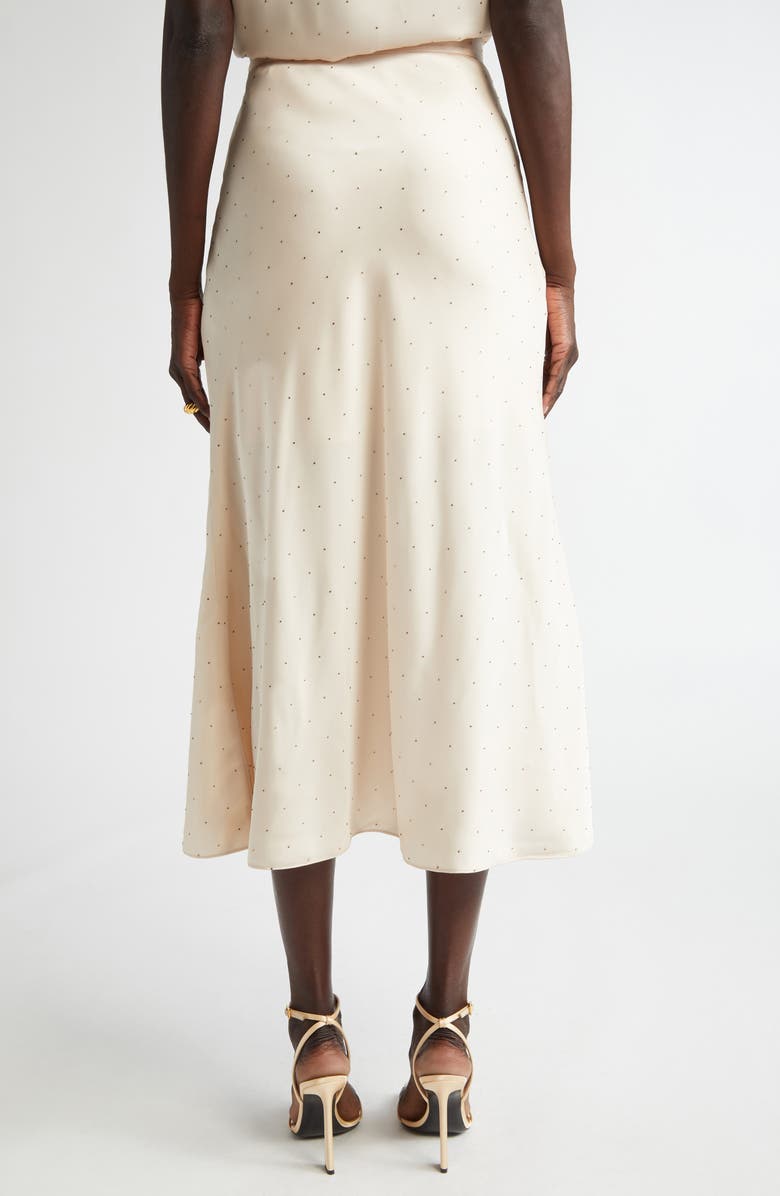 ST. JOHN Crystal Embellished Stretch Satin Midi Skirt, Alternate, color, Putty