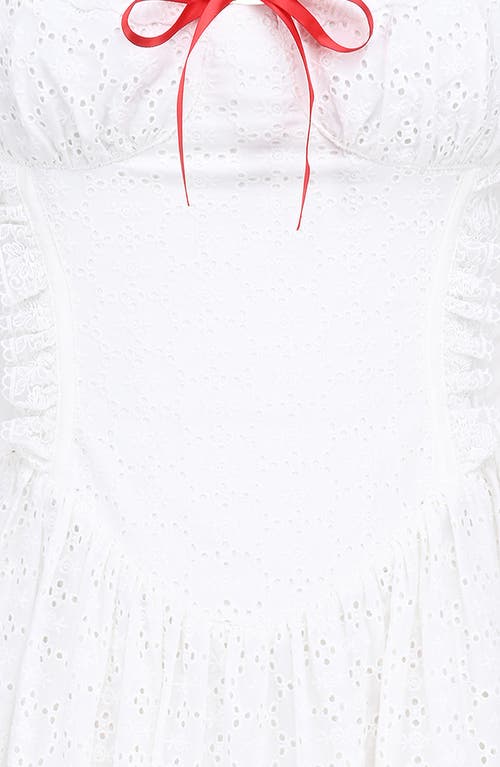 House Of Cb Of Cb Womens Jana Broderie-anglaise Cotton Mini Dress White