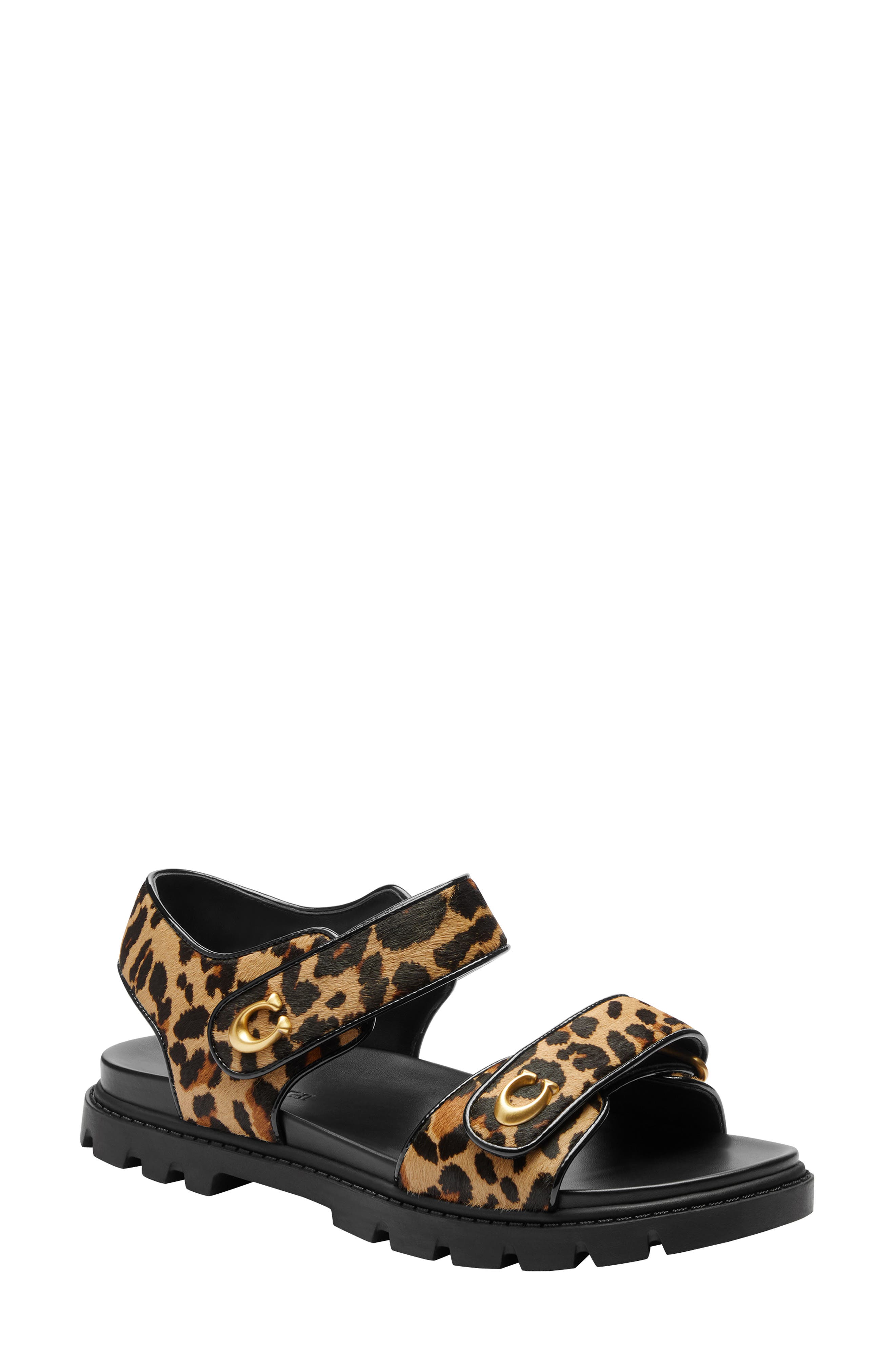 COACH Brynn Genuine Calf Hair Sandal, Main, color, Natural Leopard