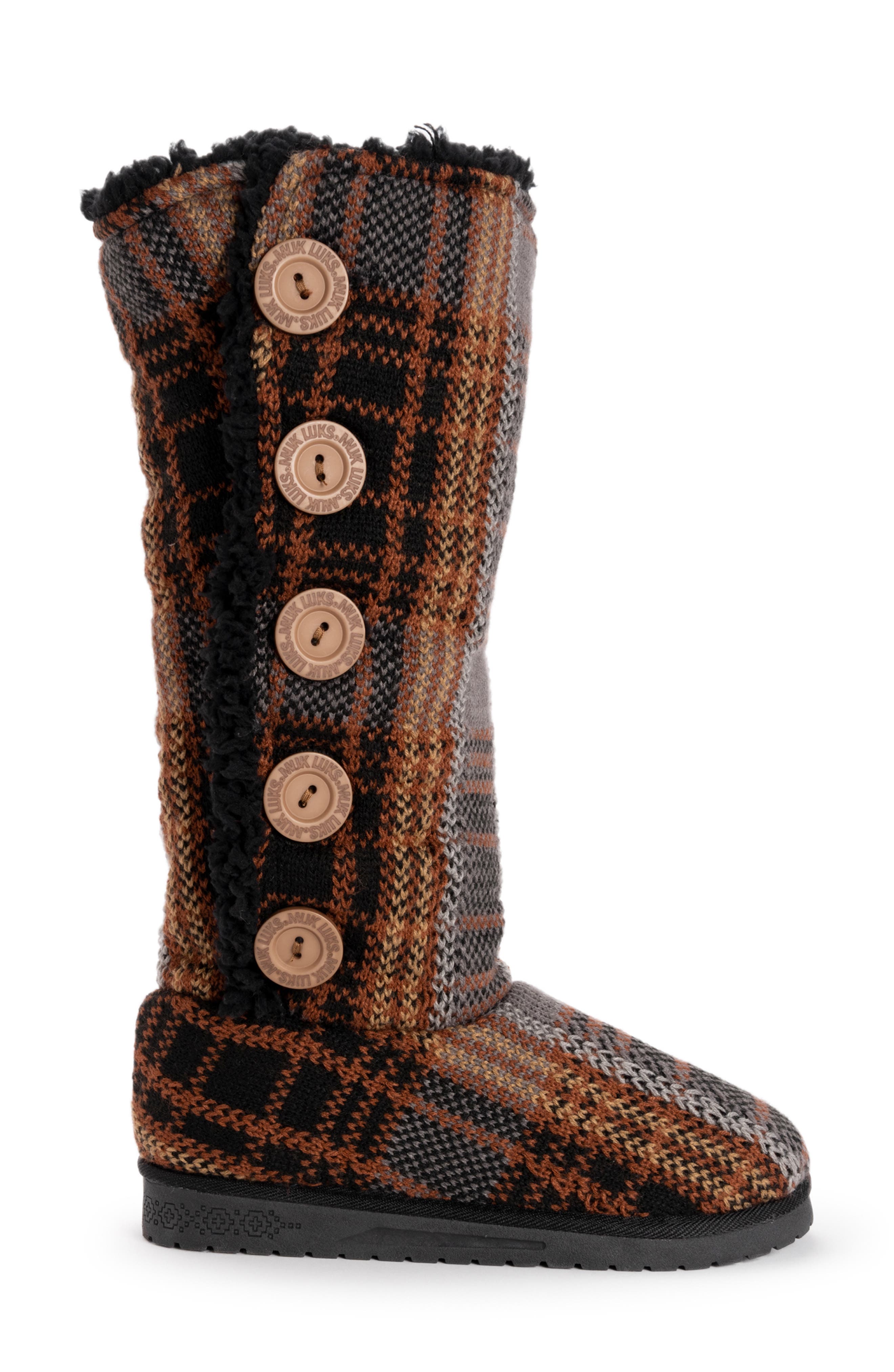 MUK LUKS Malena Plaid Faux Fur Boot, Alternate, color, 