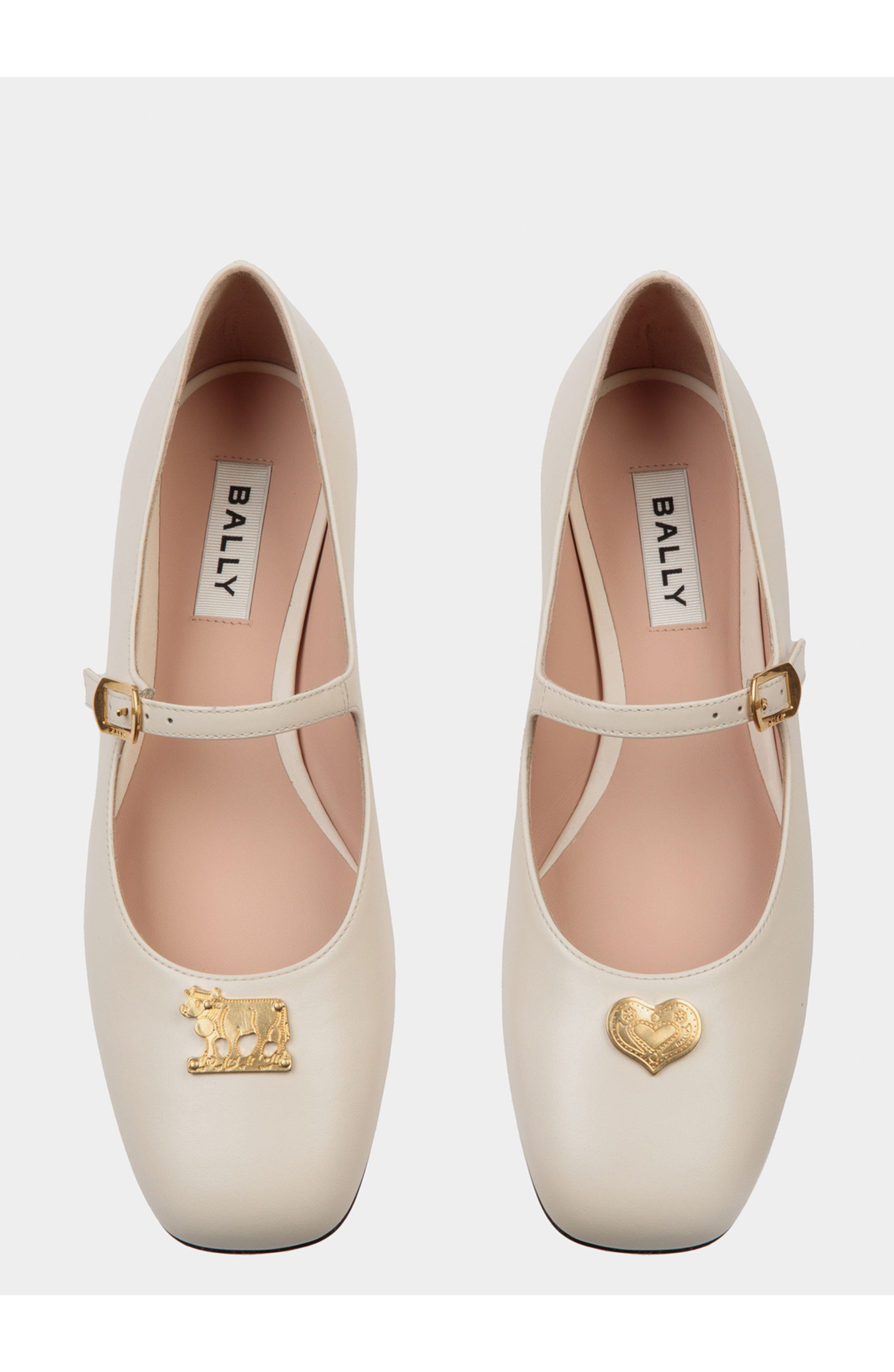 Bally rina Mary-Jane Flat In Calf Leather, Alternate, color, White