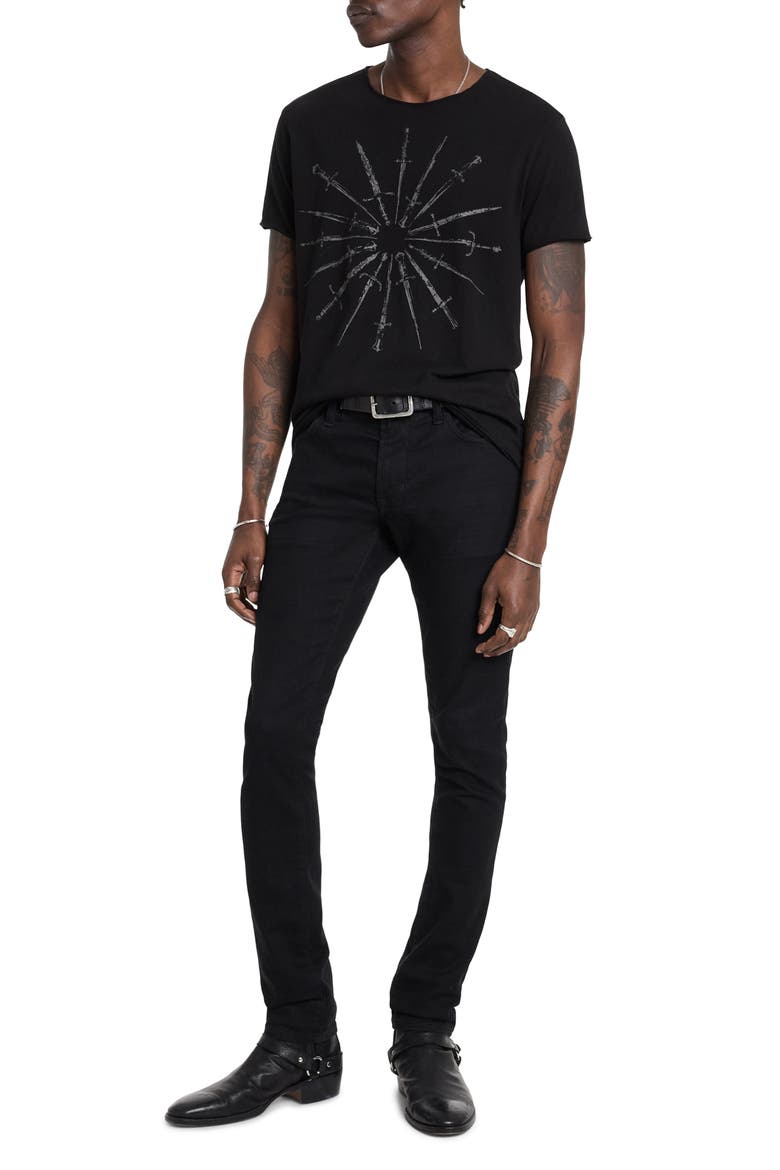 Daggers Raw Edge Graphic T-Shirt, Alternate, color, BLACK