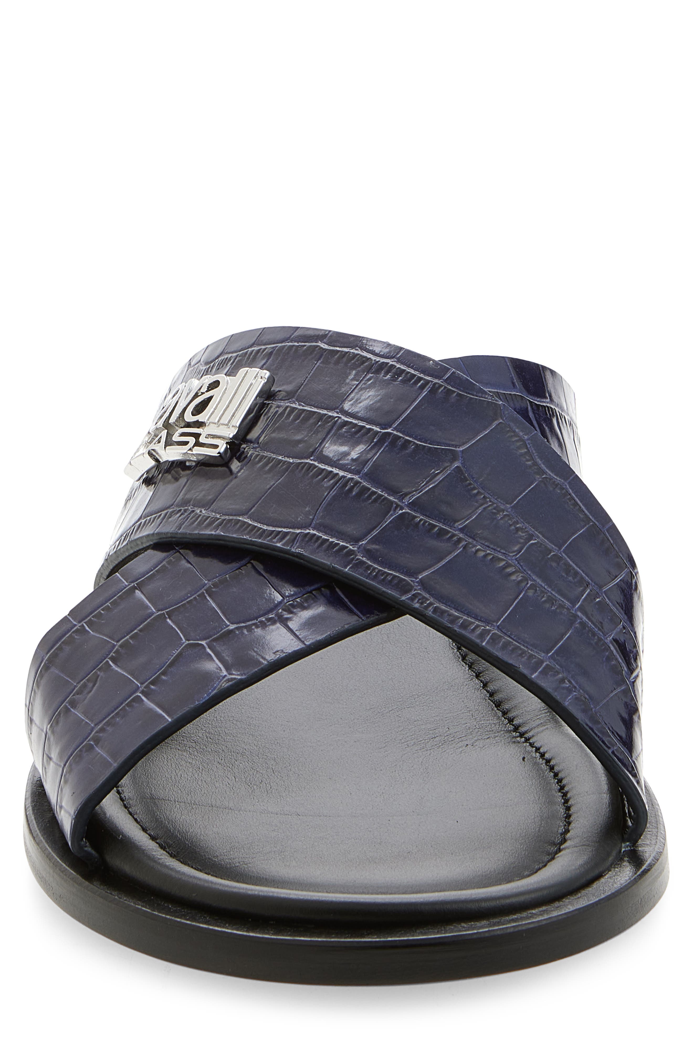 Roberto Cavalli Crisscross Strap Slide Sandal, Alternate, color, Blue