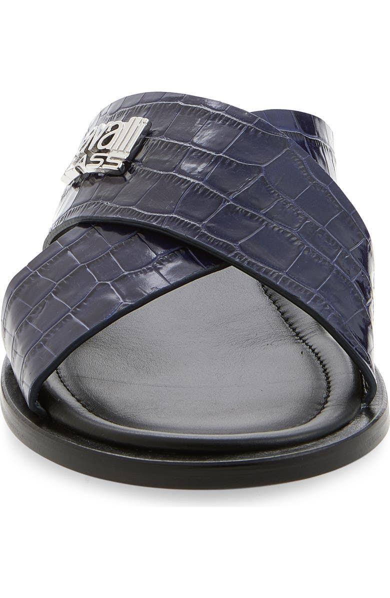 Roberto Cavalli Crisscross Strap Slide Sandal, Alternate, color, Blue