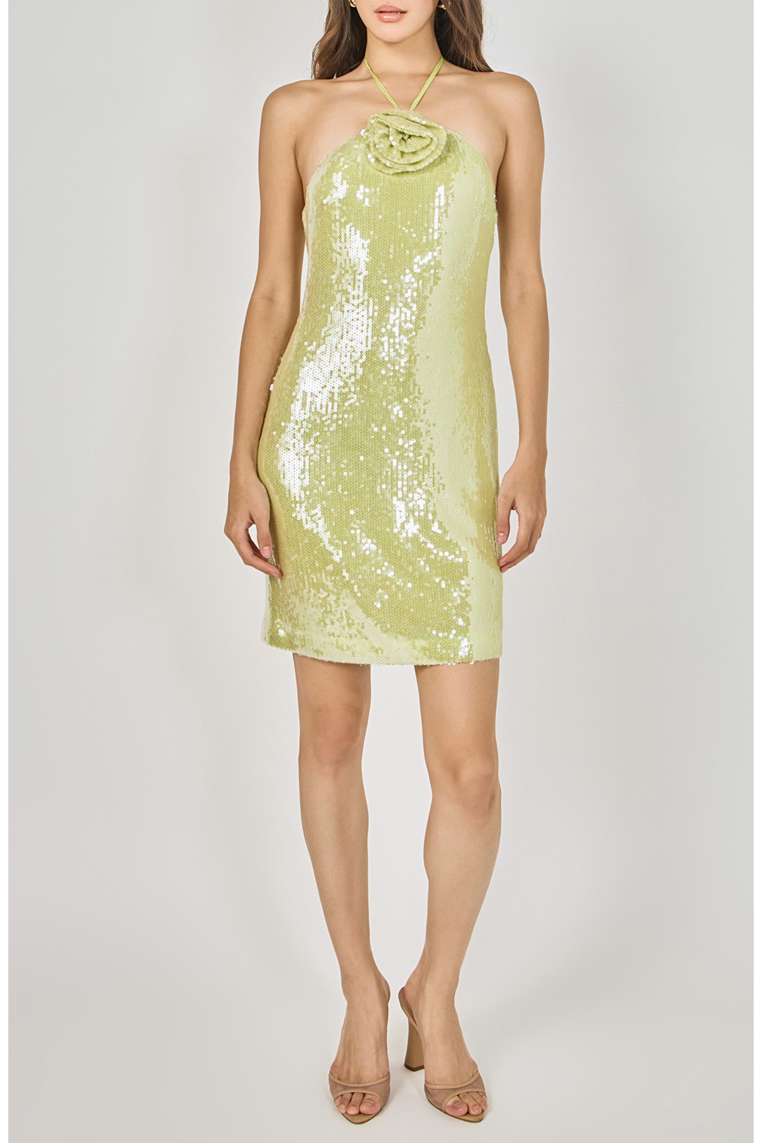 Figure Dress Code MARSY Rose Sequin Halter Dress (Women) | Nordstrom