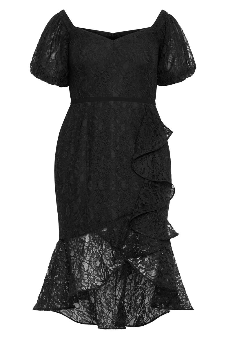 Lily Off the Shoulder Lace Dress, Alternate, color, BLACK