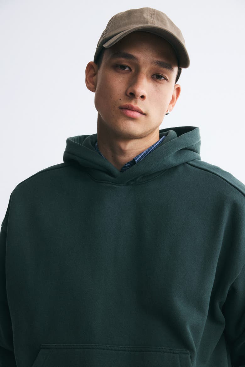 Oversized Printed Hoodie, Alternate, color, Dark green