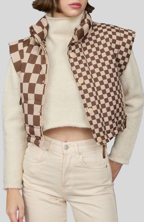 Checker Print Puffer Vest