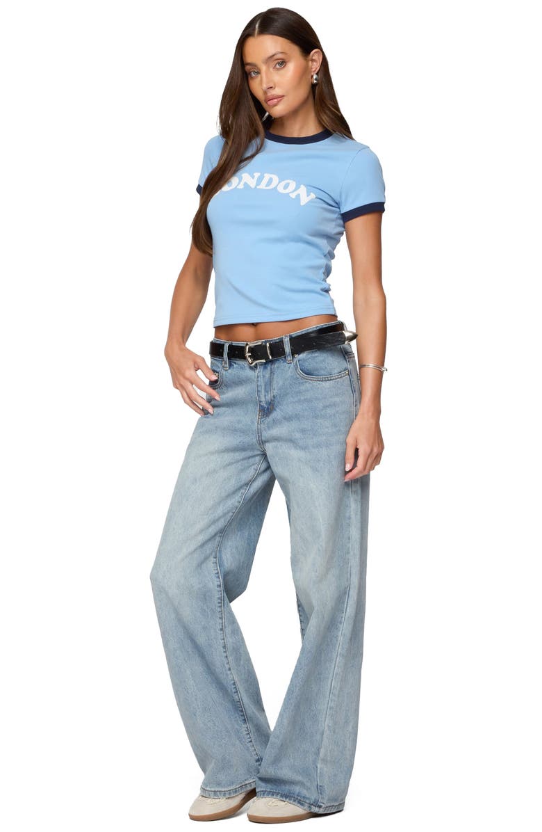 EDIKTED London Stretch Cotton Ringer T-Shirt, Alternate, color, Light-Blue