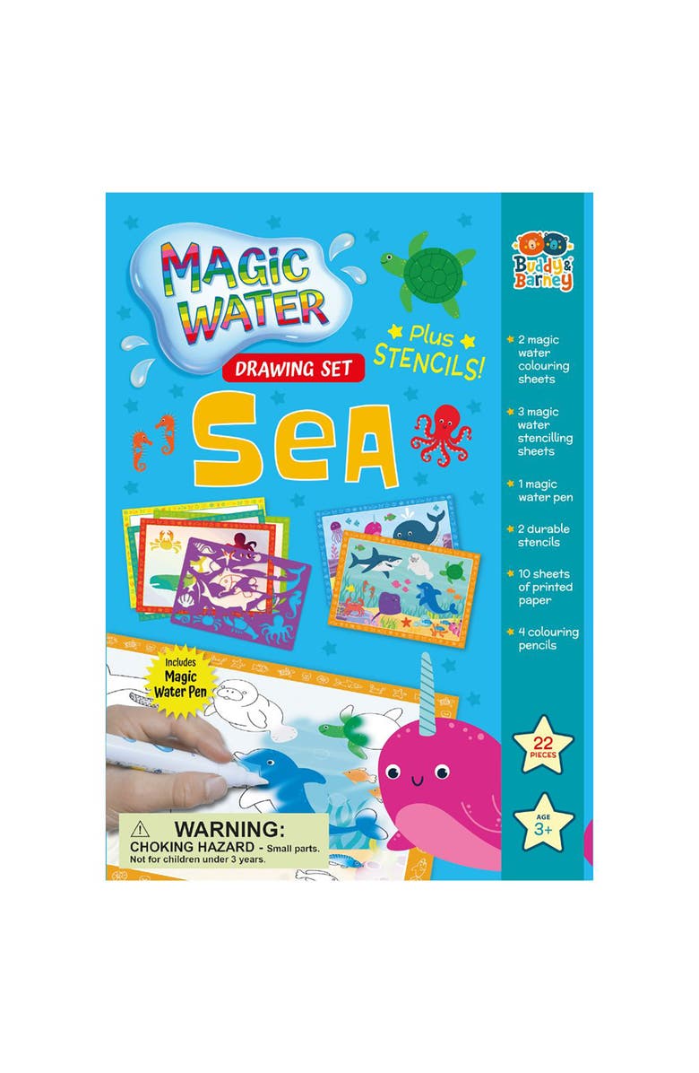 Buddy & Barney Magic Water Drawing Set, Ocean Animal Themed Activity, Kids 3+, Main, color, Multicolored