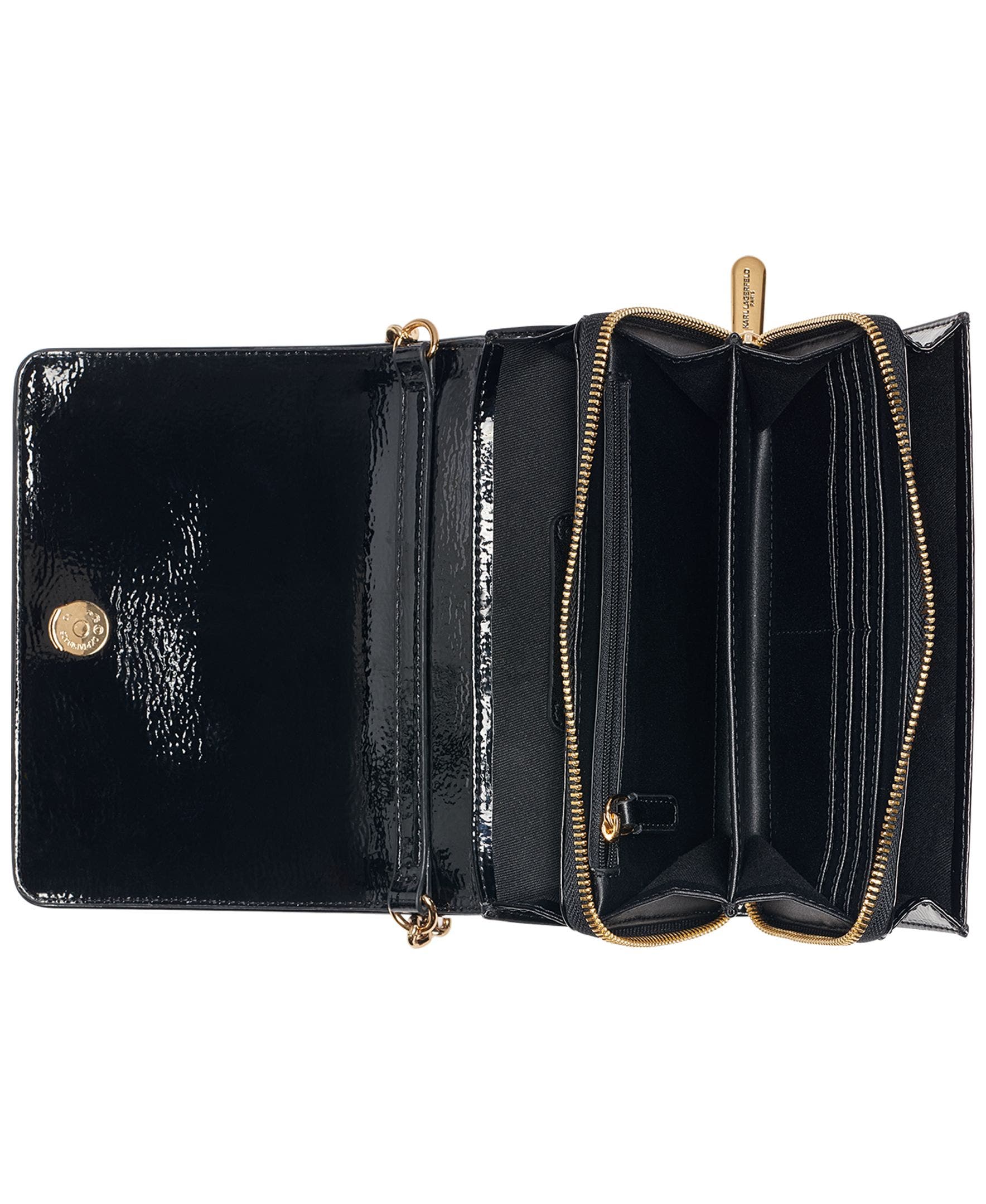 Lourdes Patent Floral Print Crossbody, Alternate, color, Black Floral