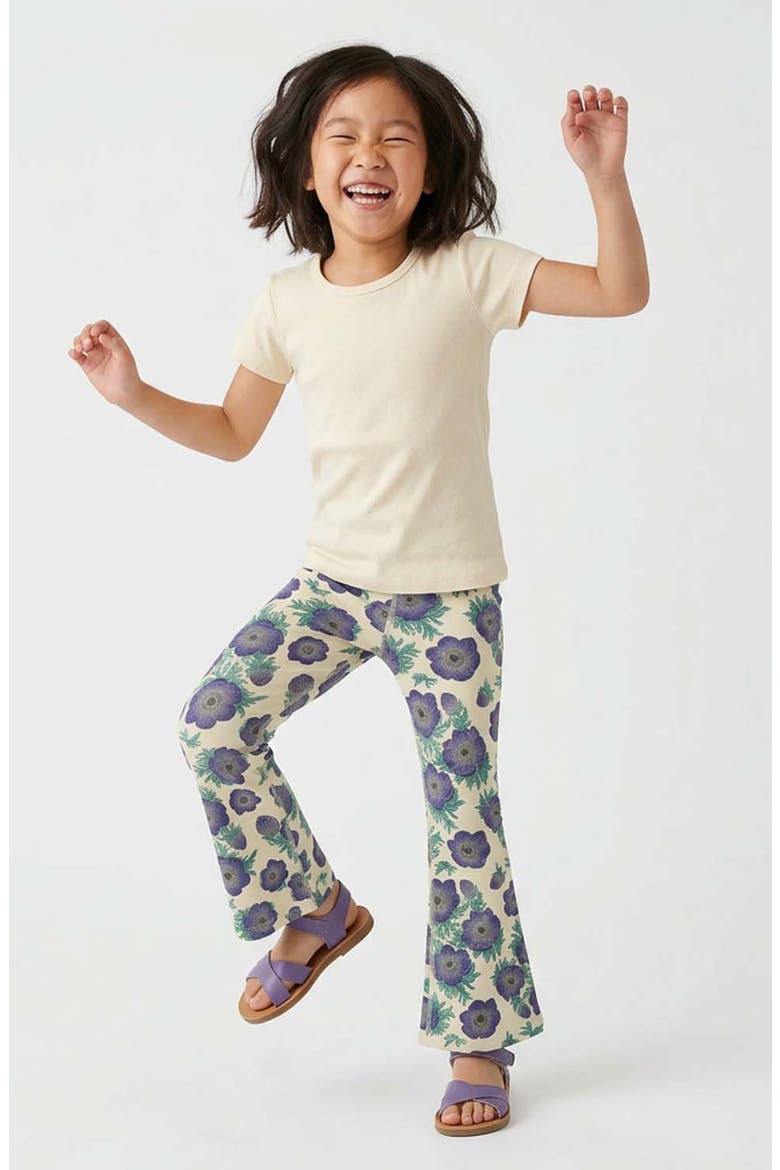 Organic Cotton Print Flare Leggings, Alternate, color, Purple Poppy