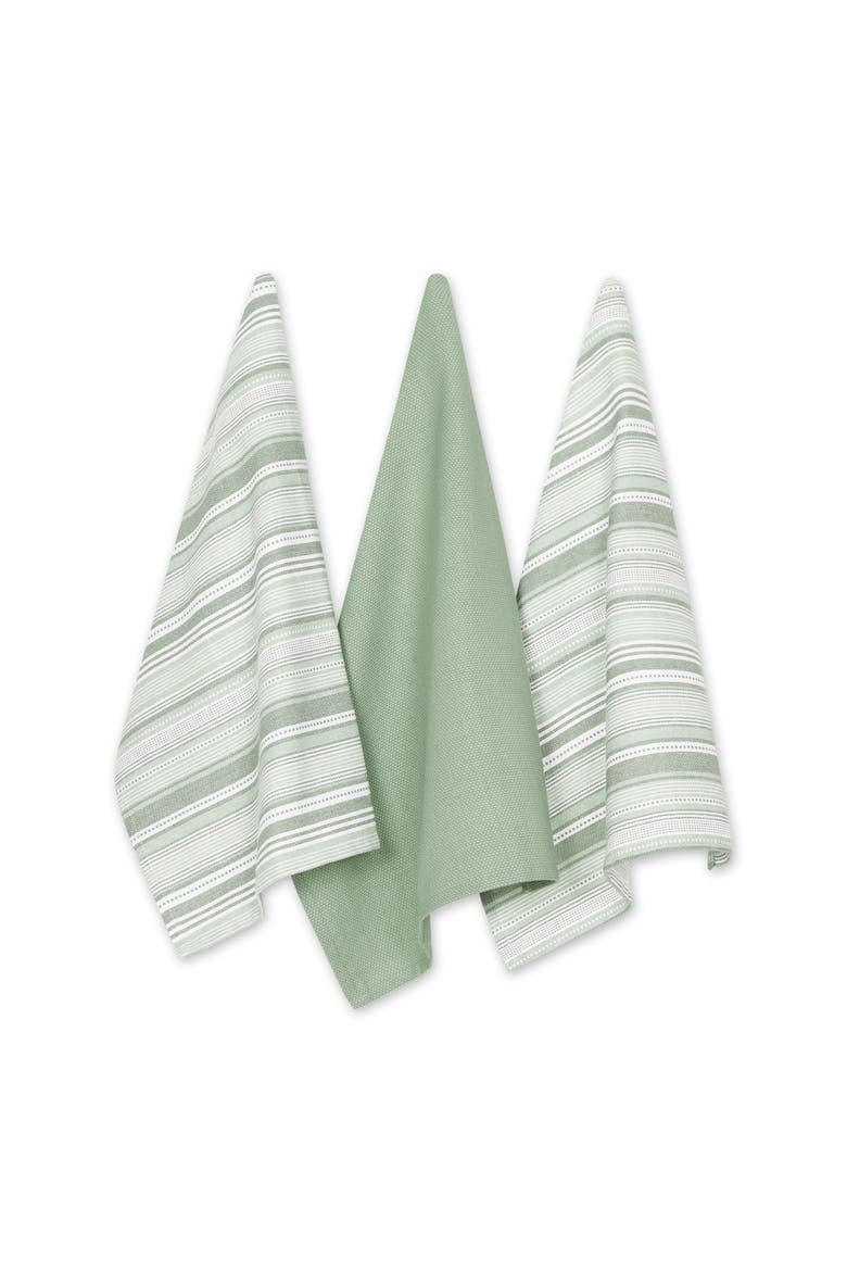 Artichoke Green Stripe Dishtowel Set/3, Main, color, Artichoke Green