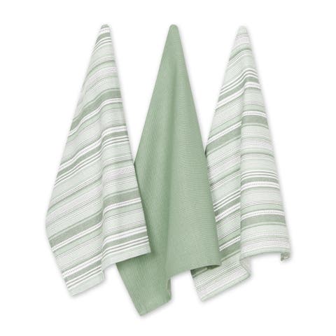 Artichoke Green Stripe Dishtowel Set/3