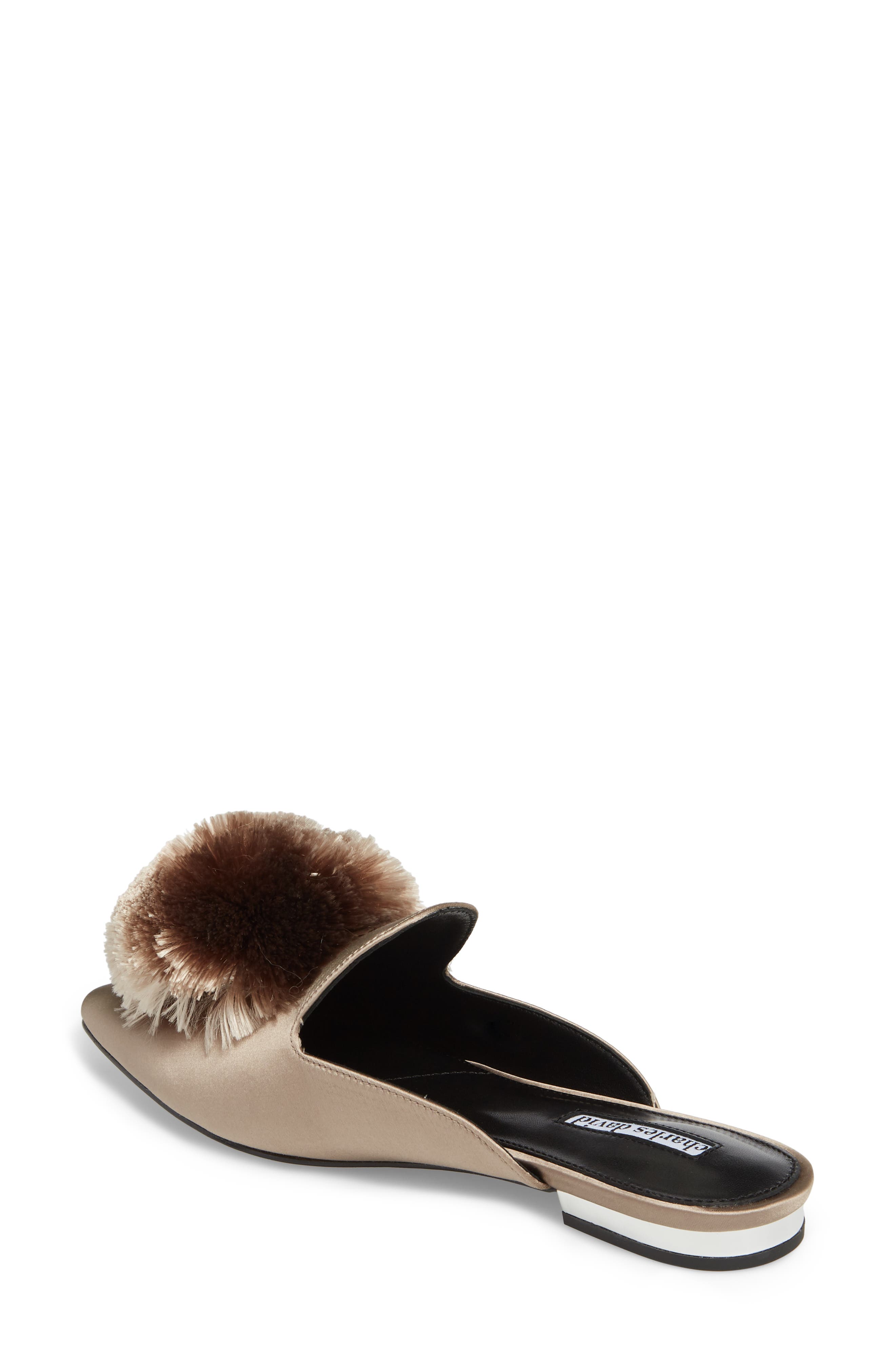 Wella Pompom Loafer Mule, Alternate, color, TAUPE SATIN