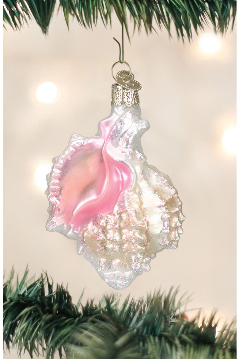 Mexican Seashell Ornament, Alternate, color, PINK/ TAN/ WHITE
