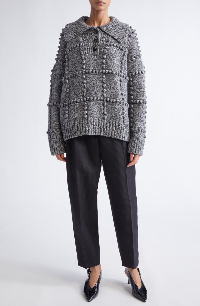 Altuzarra Emmett Pinstripe Pleated Virgin Wool Tapered Leg Pants, Alternate, color, Black/ Ivory Pinstripe