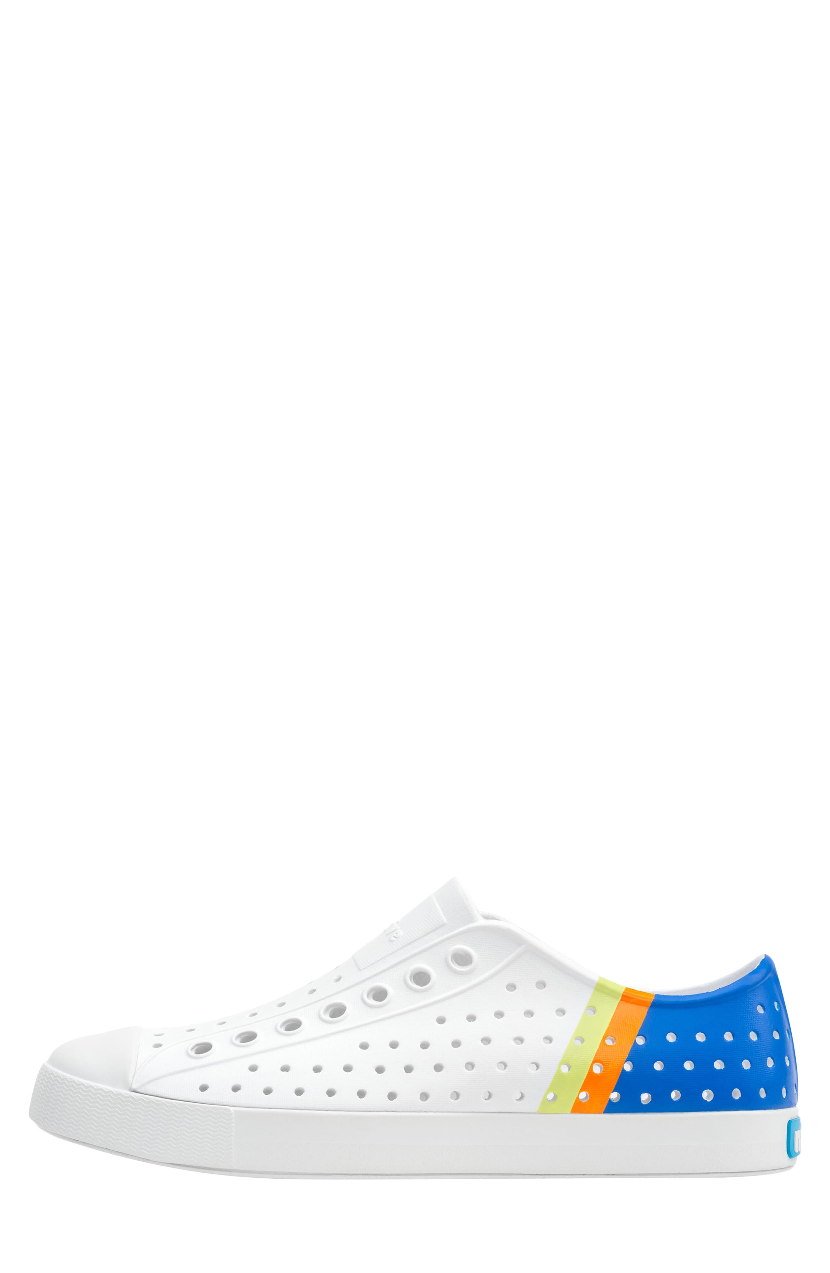Native Shoes 'Jefferson' Water Friendly Perforated Sneaker, Alternate, color, Shell White/ Uv Blue Block