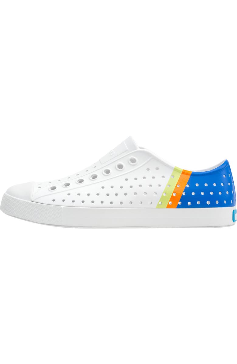 Native Shoes 'Jefferson' Water Friendly Perforated Sneaker, Alternate, color, Shell White/ Uv Blue Block