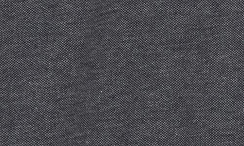 Hugo Boss Boss Stripe Collar Long Sleeve Cotton Piqué Polo In Gray