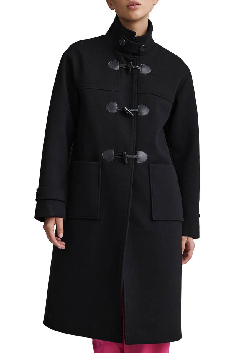 NVLT Felted Twill Duffle Coat, Main, color, Black