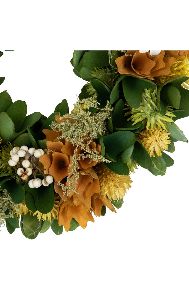 Northlight Mixed Floral Artificial Spring Wreath - 11" - Orange, Alternate, color, Orange