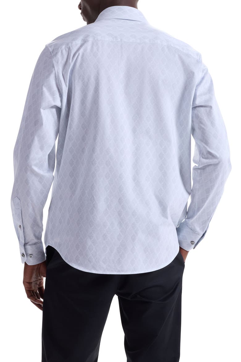 James OoohCotton® Leaf Print Button-Up Shirt, Alternate, color, PLATINUM