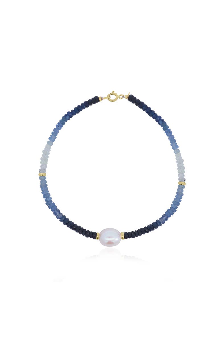 The Lovery Fine Jewelry Blue Sapphire Ombre Bead Pearl Bracelet, Main, color, Blue Sapphire