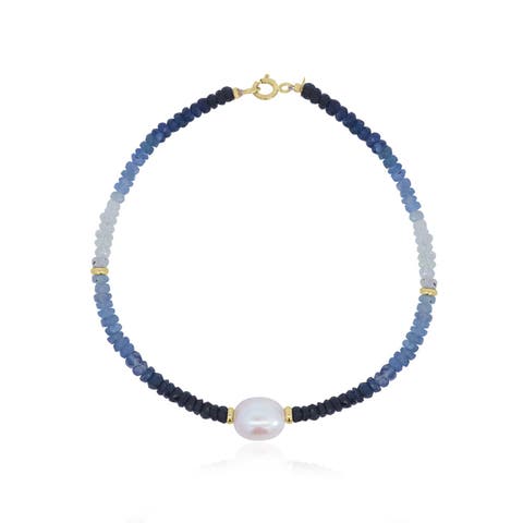 Blue Sapphire Ombre Bead Pearl Bracelet