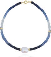 The Lovery Fine Jewelry Blue Sapphire Ombre Bead Pearl Bracelet