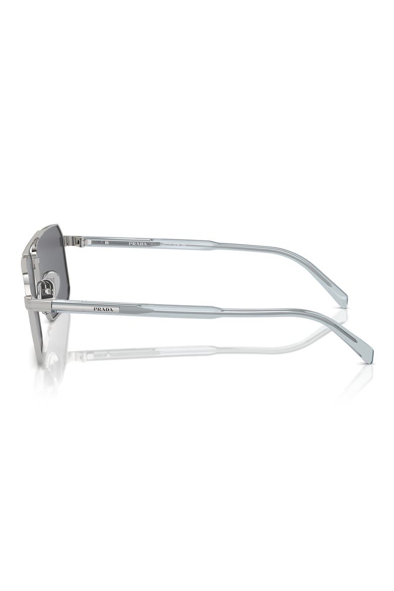 58mm Rectangular Sunglasses, Alternate, color, SILVER