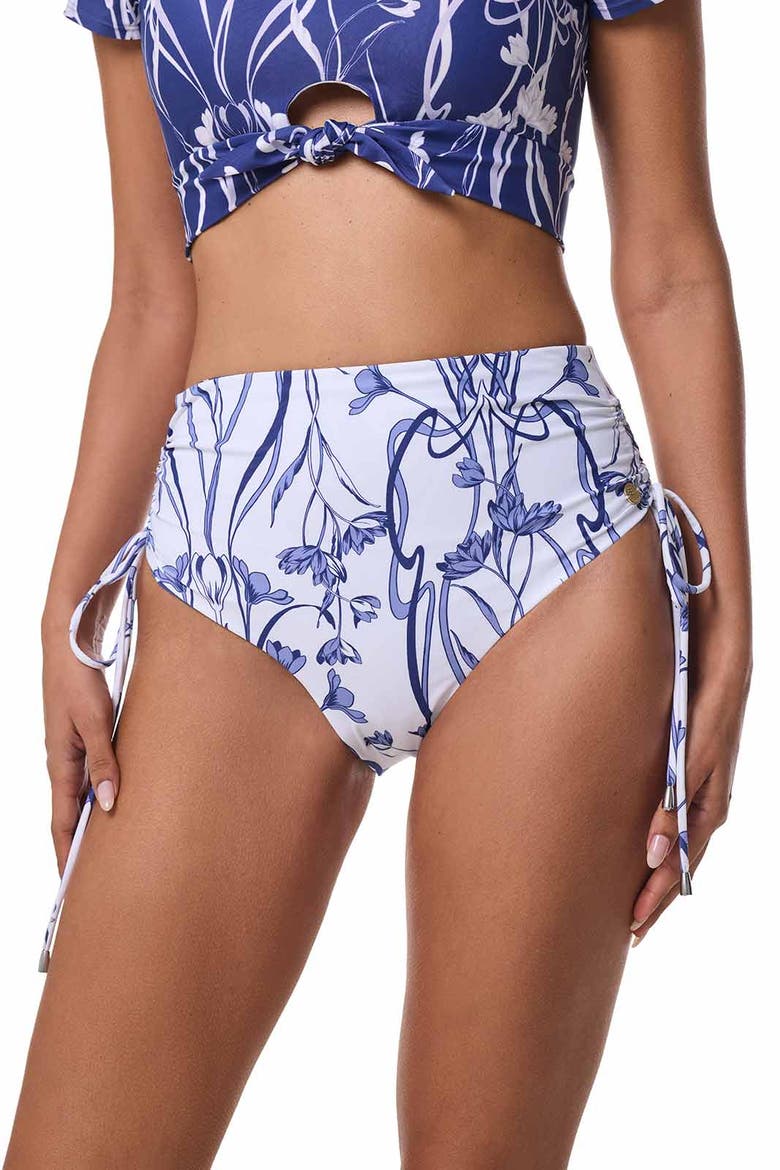 Women's Myrtle Reversible Ruche Swim Bottoms, UPF 50+ Sun Protection, Alternate, color, Future Dusk Reversible