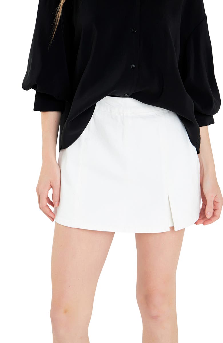 English Factory Denim Mini Skort, Alternate, color, White