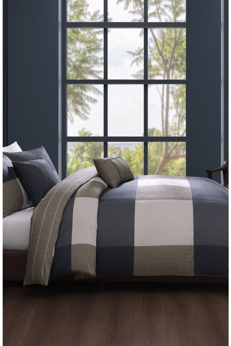 Checkered Reversible 5-Piece Comforter Set, Alternate, color, BLUE