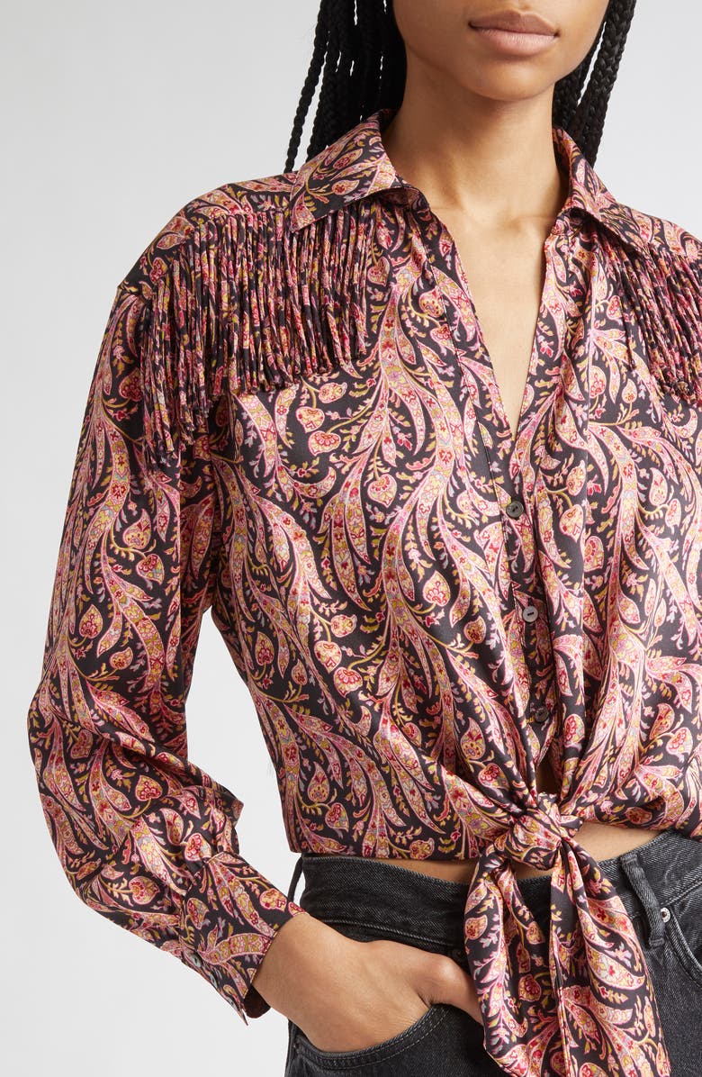 Cinq à Sept Marianna Paisley Print Woven Shirt, Alternate, color, Obsidian Multi