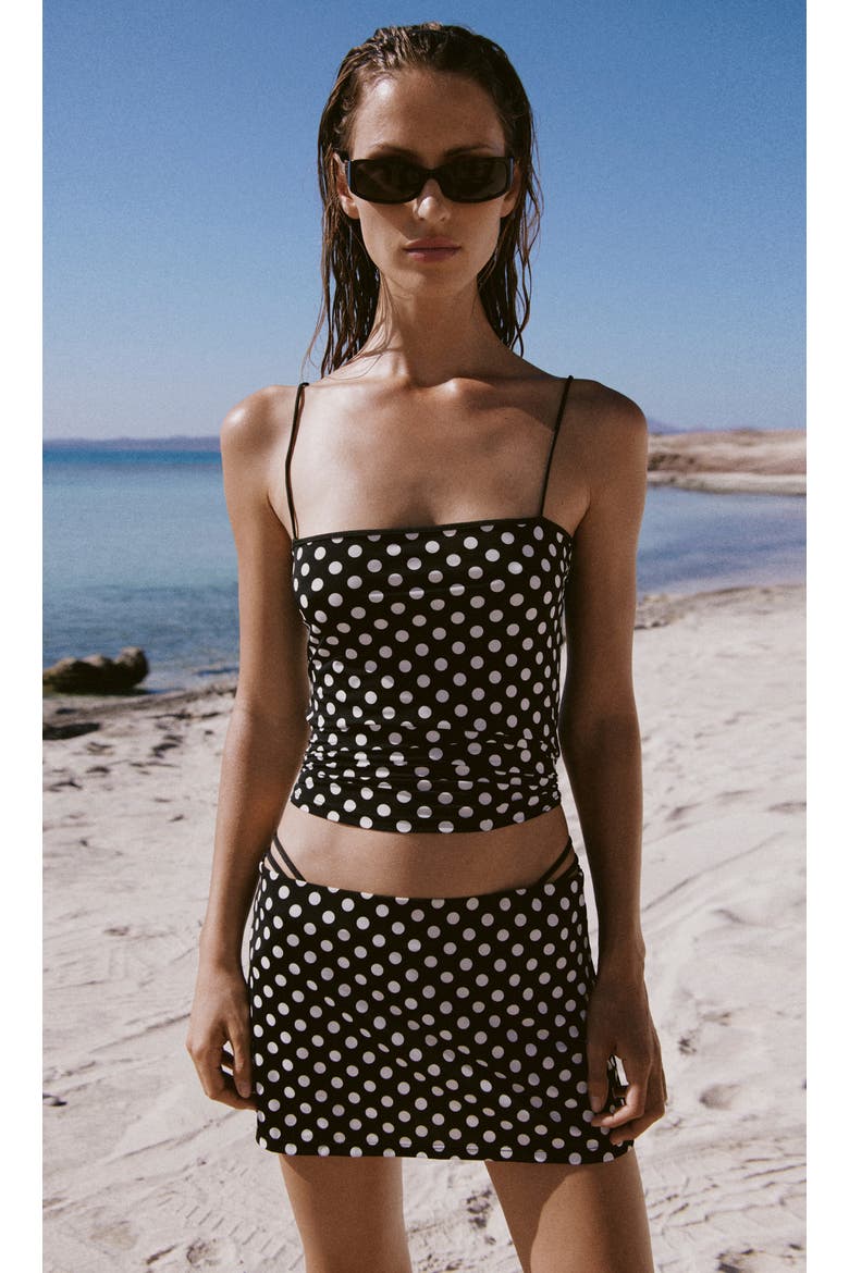 Polka Dot Crop Top, Alternate, color, BLACK