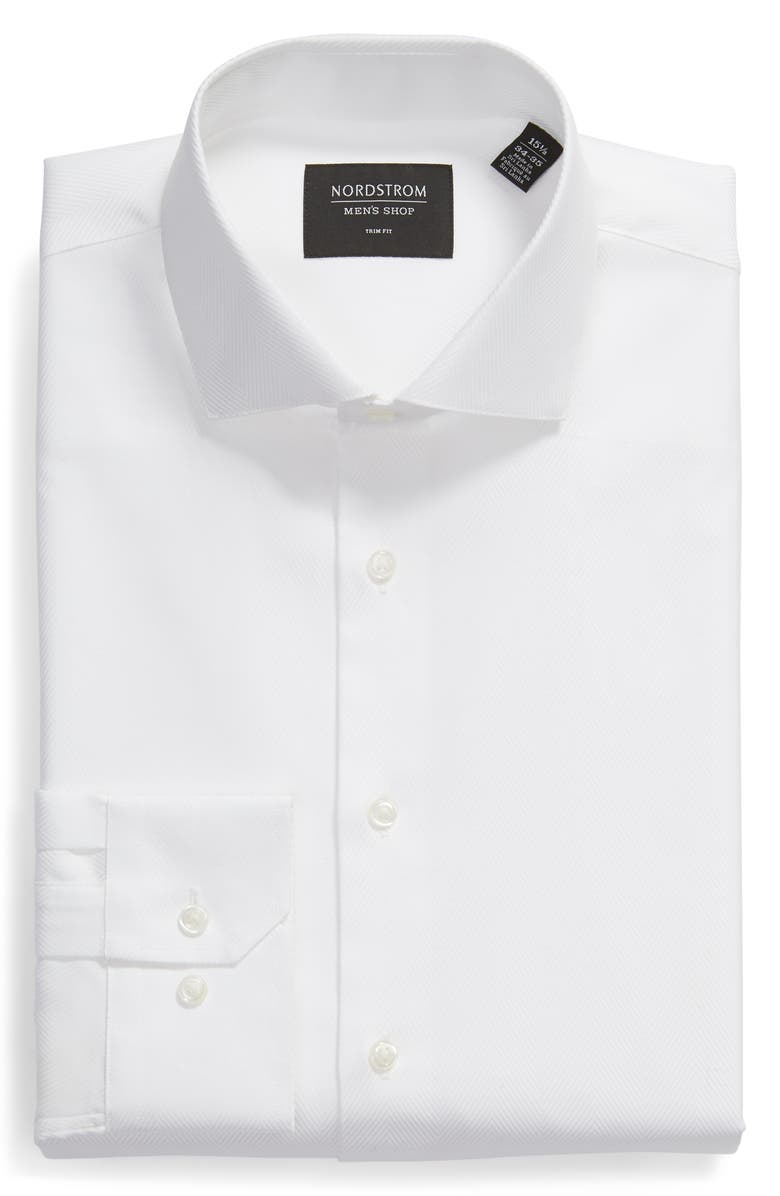 Nordstrom Trim Fit Herringbone Dress Shirt, Alternate, color,