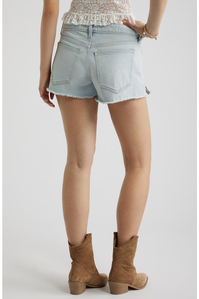 Festival Fray Hem Denim Shorts, Alternate, color, SUNSET WASH